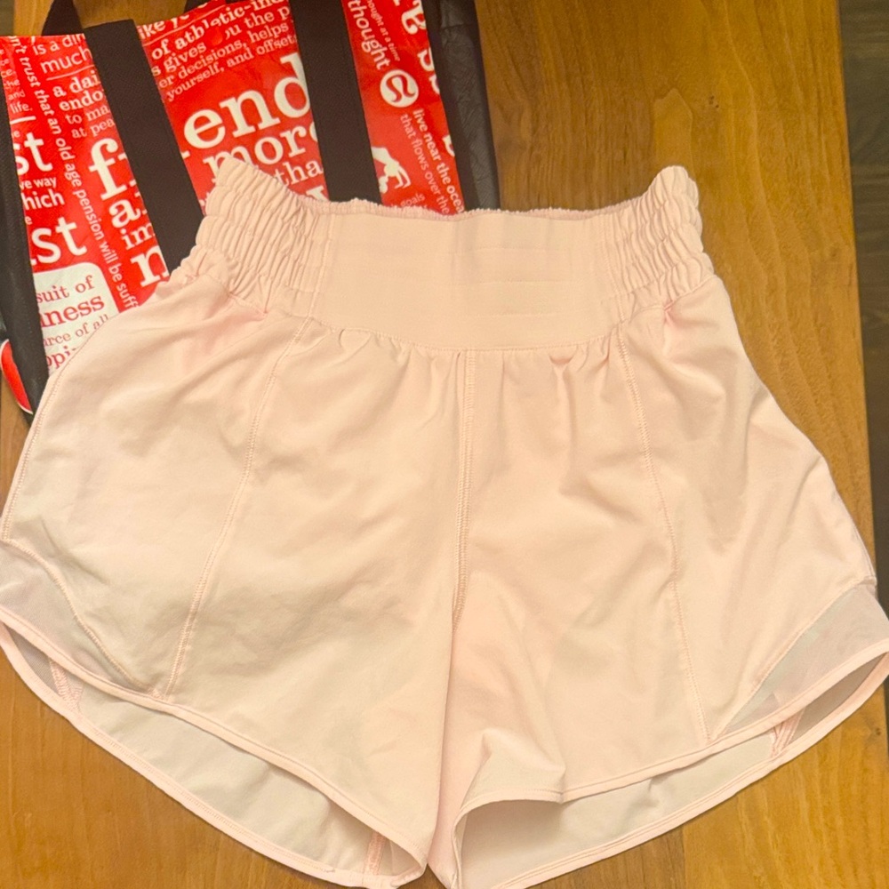 Lululemon Size 4 Hotty Hot Pink Shorts High Waisted 4” Long New no tag with bag